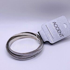 Accent Accessories Sparkle Silvertone Bangle Bracelet New